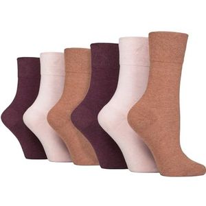 IOMI - Set van 6 katoenen sokken voor dames, zonder elastiek, verkrijgbaar in 8 kleuren, terracotta / lavendelcrème / bordeauxrood, 37-42 EU