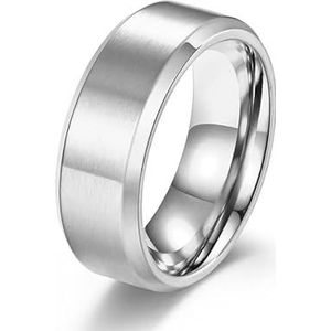 Geslachtloze sieraden mat geborsteld eenvoudig for titanium stalen ring vacuüm vergulde handsieraden for mannen en vrouwen (Color : Steel, Size : 10#)