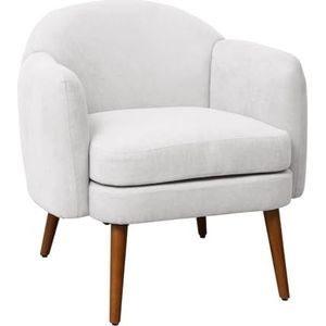 SVITA Johan fauteuil, loungestoel, gestoffeerde stoel, rubberen houten poten, armleuningen, gestoffeerd, modern, Scandinavisch, woonkamer, serre, wit