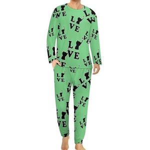 Love Elepant Comfortabele herenpyjama-set met ronde hals en lange mouwen, loungewear met zakken, L