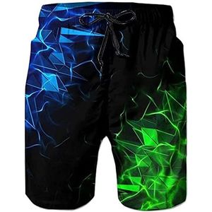 DAZULI Heren Kleurrijke Vlam Print Zwembroek Zomer Trekkoord Strand Shorts Met Zijzak Mesh Voering Badmode, F, S