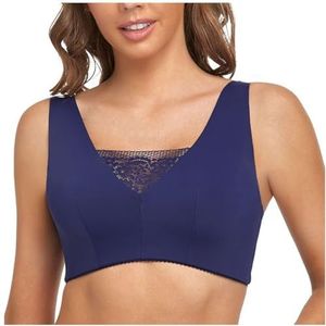 Volledige dekking Mastectomiebeha Postchirurgische alledaagse sportbeha's met borstprothesezakken for vrouwen Draadloze beha's (Color : Blue, Size : XXL/XX-Large)