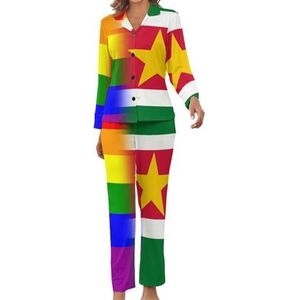 LGBT Pride Suriname vlag damespyjama-set bedrukte pyjamaset nachtkleding pyjama loungewear sets M
