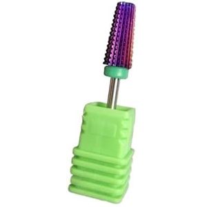 DHRCONPA Paarse geplateerde 5-in-1 hardmetalen nagelboorbits met snijkant, 2-weg boren, taps toelopende bitfrees for manicure, nagels en accessoires