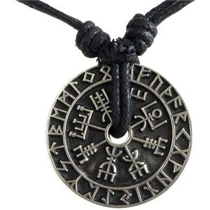 Vintage Viking Rune Kompas Hanger Ketting Hoge Kwaliteit Metalen Pagan Amulet Heren Accessoires Ketting