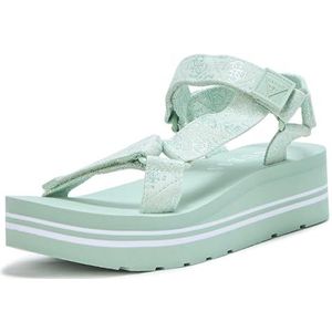 GUESS Avin Wedge sandaal voor dames, Lichtgroen Wit Logo 330, 9 UK