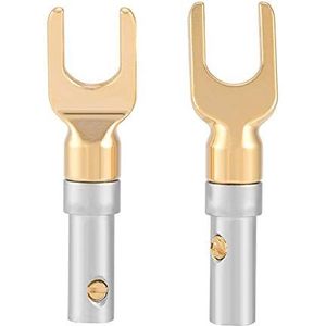 Hi-Fi Spade Connectors, 6 stks Vergulde 4mm Banana U Vork Y Spade Plug Luidsprekerdraad Connector Schroef Type Houder