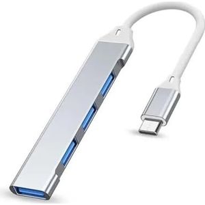 USB-Uitbreider Met 4 Poorten - Type-C Naar USB 3.0 Dongle, Ultra Slanke OTG Extender Compatibel Met Windows, MacBook Pro/Air, Chrome - Space Silver