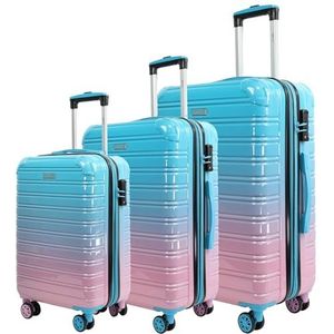 Blade Kofferset 3-delig uitbreidbaar - hardshell koffer trolleys - lichte rolkoffer handbagage van ABS + PC met TSA-slot - 4 spinner wielen koffer - 3-delige reiskofferset, blauw-roze, Set, koffer