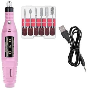 Nagelboormachineset Elektrische nagelschuurmachine Gellakremover Gereedschap Boormachine Manicure Nagelaccessoires(Pink)
