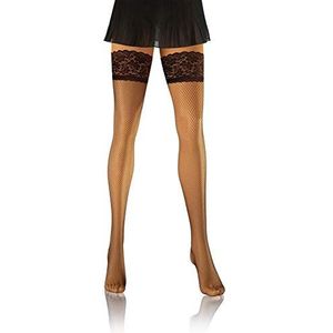 sesto senso Zelffixerende kousen visnet kant sexy ondergoed dames, Bruine Koffie, XS-S