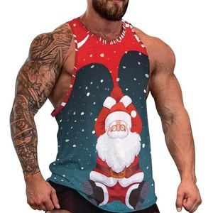 Merry Christmas Tanktop voor heren, zonder mouwen, bodybuilding, casual, strand, T-shirt, grappig, sportschool, spieren