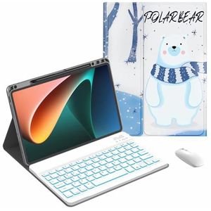 JZCZMCE Toetsenbordhoes voor Xiaomi Mi Pad 5/5 Pro 11 inch 2021, 7 kleuren achtergrondverlichting, ingebouwde potloodhouder, magnetisch afneembaar draadloos toetsenbord met Bluetooth-muis, schattige