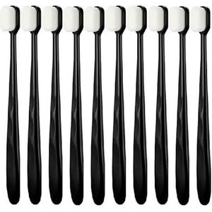 Miljoen tandenborstel Ultrafijne zachte tandenborstel Antibacterieel Bescherm de gezondheid Reizen Draagbare tandenborstel Mondhygiëne Gereedschappen (Color : PT-black 10 PCS)