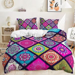 MLUNKQAIL Bohemian 120 x 150 dekbedovertrek patroon beddengoed zacht gezellig 3-delig 110gsm microvezel dekbedovertrek en 1xkussensloop 50x75 cm met ritssluiting voor slaapkamer