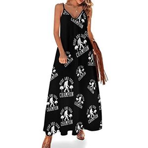Bigfoot Maxi-jurk voor dames, V-hals, casual, mouwloos, verstelbare riem, sexy lange jurk