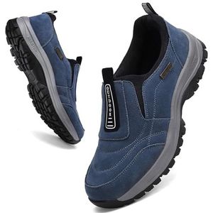 Orthopedische Schoenen Voor Heren Antislip-wandelschoenen Wandelen Voor Buitenactiviteiten Sneakers Met Steunzool Instap-loafers Ademend Lichtgewicht Lage Bootschoen (Color : Blue, Size : 47 EU)