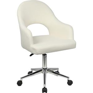 SVITA Klara Bureaustoel, in hoogte verstelbaar, draaistoel, bureaustoel met wieltjes, armleuningen, leesstoel, thuiskantoor, stoel, cut-out, wit