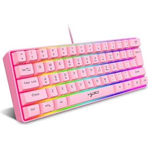 60% bedraad RGB-gamingtoetsenbord, 61-toetsen draagbaar mini-compact toetsenbord met 11 Chroma RGB-achtergrondverlichting, zwevende ABS-toetsenkap, volledige anti-ghosting-toetsen, USB Office/Game Mechanical Feel-toetsenbord voor pc-computer