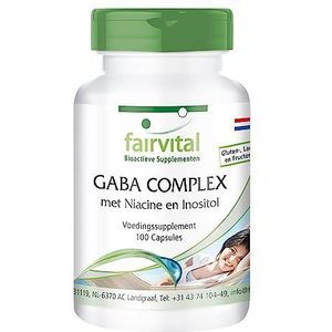 Fairvital GABA COMPLEX - met 1200mg Inositol, 400mg Vitamine B3 & 200mg GABA per dagelijkse dosis - ZEER GEDOSERISEERD - VEGAN - 100 capsules