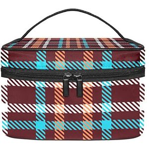 Plaid make-up organizer tas, reismake-up tas organizer case draagbare cosmetische tas voor vrouwen en meisjes toiletartikelen, Meerkleurig, 22.5x15x13.8cm/8.9x5.9x5.4in