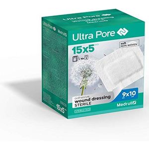 Medrull Ultra Pore Steriel Zacht Klevend Wond Dressing Gips 75 Stuks, 10 cm Lengte x 9 cm Breedte