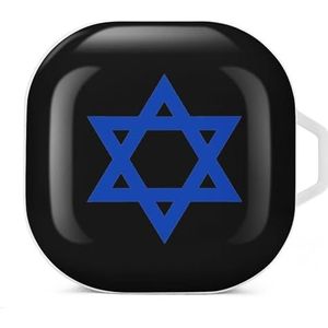 Israëlische vlag Hexagram oortelefoon hoesje compatibel met Galaxy Buds/Buds Pro schokbestendig hoofdtelefoon hoesje cover witte stijl