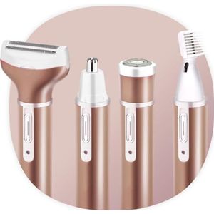 Smart-Tech - 4 in 1 Ladyshave - Oplaadbaar - Wenkbrauwtrimmer - Neus- en Oortrimmer - Rose Gold