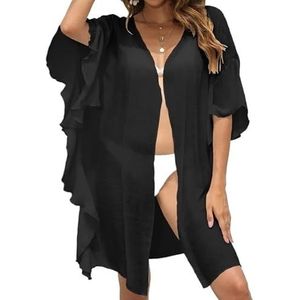 Cover-up voor vrouwen strandkleding bikini coverups badpak vest cover up vrouwen zomer vakantie strandjurk voorkant strandkleding badmode badpak cover ups voor vrouwen (zwart)