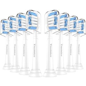 Trustnice vervangende opzetborstels compatibel met Philips Sonicare tandenborstel, opzetborstels geschikt voor Sonicare Opzetborstels, 8 stuks Wit
