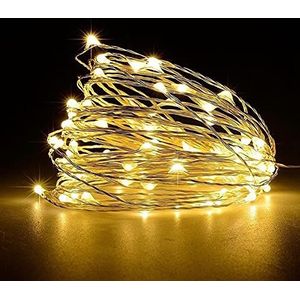 Jsdoin Sprookjesverlichting, 1 exemplaar, 100 led-koordverlichting op batterijen, lampen voor binnen- en buitenverlichting, slaapkamer, bruiloftdecoratie, kerst, boomdecoratie (10 meter, warm wit)