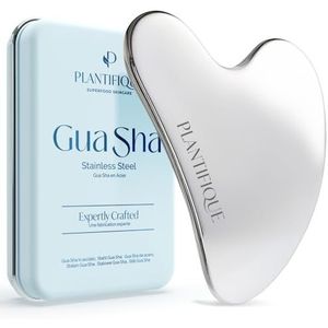 PLANTIFIQUE Roestvrij staal Gua Sha | Facial Tool | Huidmassage voor Gezicht Lichaam Ogen Hals Hartstijl met Travel Pouch | Huidverzorging Gift