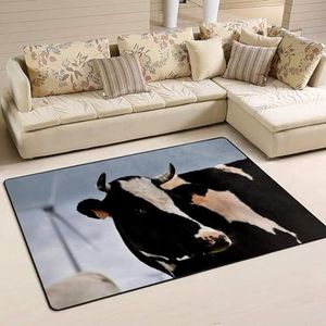 Gebied tapijten 100 x 150 cm, boerderij schattige koe flanellen mat wasbaar welkomstmat waterabsorberend woonkamertapijt, voor kinderkamer, woonkamer