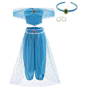 Lito Angels Prinses Jasmine Kostuum Fancy Dress Up Broek stel met Accessoires voor Meisjes Kinderen, Leeftijd 5-6 jaar