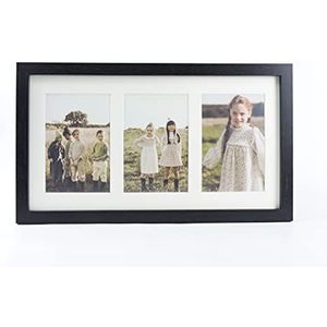 Fotolijst met passe-partout voor fotocollage, 10 x 15 cm, voor tafel of muur (3 foto's, zwart)