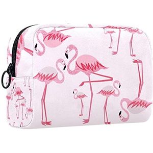 Cosmetische tas voor dames,kleine make-uptas voor portemonnee,Flamingo dier tropisch roze,Cosmetische reistas,make-uptasje
