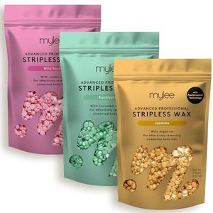 Mylee Geavanceerde Stripless Wax Trio Set 3x250g [Jasmijn, Eucalyptus, Wilde Roos] - Professionele Harde Kralen, Pijnloos Ontharen, Pelable Hot, Full Body, Gezicht, Bikini