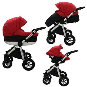 Kinderwagen voor grote ouders, babyzitje en Isofix, naar keuze Quero by Saintbaby White Red Black 08 3-in-1 met babyzitje