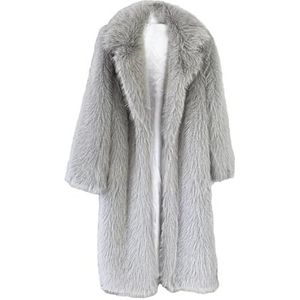 Dvbfufv Vrouwelijke Winter Jas Vrouwen Solid Revers Faux Lange Jas Dames Warme Jas Vrouwen Trenchcoats Tops, Gray9, S