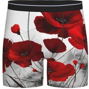 GRatka Boxer slips, heren onderbroek Boxer Shorts been Boxer Slip Grappige nieuwigheid ondergoed, rode klaproos bloem prints, zoals afgebeeld, L