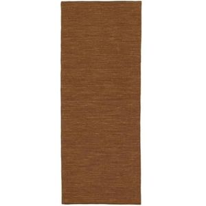 RugVista Handloom flat, Vloerkleed, Kelim Modern, 200 x 80 cm, Rechthoekig, Laagpolig, Woonkamer, Slaapkamer, Hal, Alleen chemisch reinigen, Care & Fair gecertificeerd, Bruin