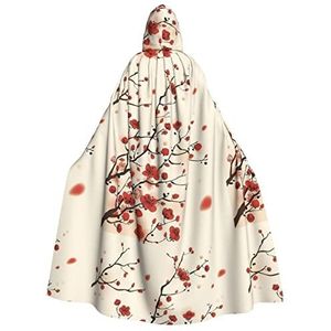 Bxzpzplj Japanse lente pruim bloemenprint unisex capuchon mantel feest, carnaval, vampier kostuum, heks kostuum, Halloween decor