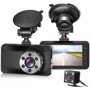 Dash Cam Dash Cam Voor En Achter 1080P Full HD Dubbele Dashboardcamera Dashcam Voor Auto's 170 Groothoek HDR Met 3,0-inch LCD-scherm Nacht Dashcam