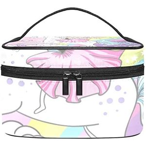 Eenhoorn make-up organizer tas, reismake-up tas organizer case draagbare cosmetische tas voor vrouwen en meisjes toiletartikelen, Meerkleurig, 22.5x15x13.8cm/8.9x5.9x5.4in