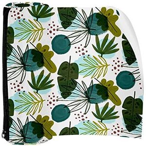 Potlood Case Pen Tas Houder met Rits Coin Organizer Tassen Make-up Cosmetische Pouch voor Vrouwen Tiener Meisjes Jongens Kinderen, Botanisch Patroon met Verschillende Bladeren