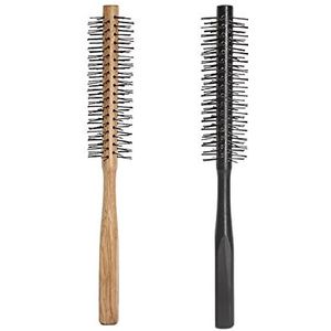 Ronde haarborstel, set met 2 ronde houten borstels voor het haar, ronde kammen met houten handvat, voor het drogen met haardroger enz