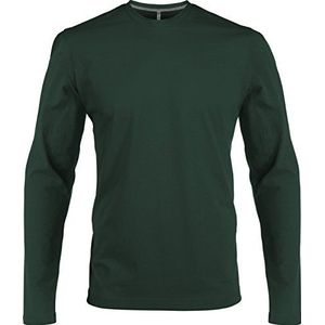 Heren T-shirt met lange mouwen en ronde hals, licht nauwsluitend, in 20 kleuren en de maten S, M, L, XL, 2XL, 3XL en 4XL, forest green, XL