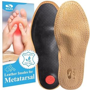 SULPO Orthopedische leren inlegzolen tegen zweetvoeten, pijn aan de voorvoet en verzonken spreidvoet, inzetstukken met actieve kool bij dwars- en langsvlakke voet, maat 38