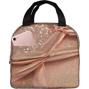SUUNNY Rose Gold Glitter Print Geïsoleerde Lunch Bag Tote Bag,Houd Warmte Lunch Box Cooler Thermische Zak voor Werk