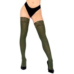 sofsy Kanten Dij Hoge Kousen voor Dames – Hold Up Nylon Panty 60 DenMilitary Green 3/4 - Gemiddeld/Groot